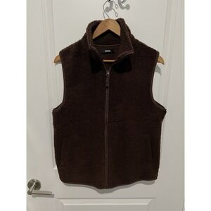 Bik Bok Brown Sherpa Full-Zip Vest Size Small Women's Western